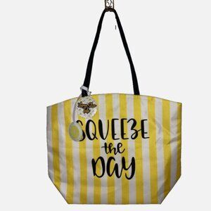 Squeeze The Day Lemon Slice Tote Bag Beach Sun Pool NEW w/tags